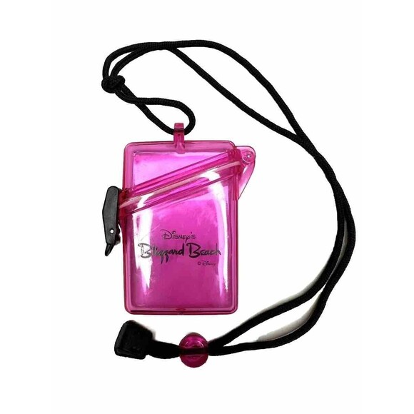 Disney Lanyard Blizzard Beach Pink Translucent Safe Holder Water Resistant Pool - Picture 1 of 11